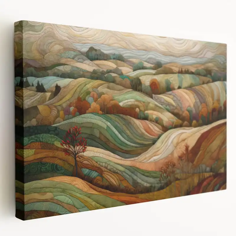 Super Sale Autumn Hills Patchwork - Fall Wall Art Rustic Countryside Landscape