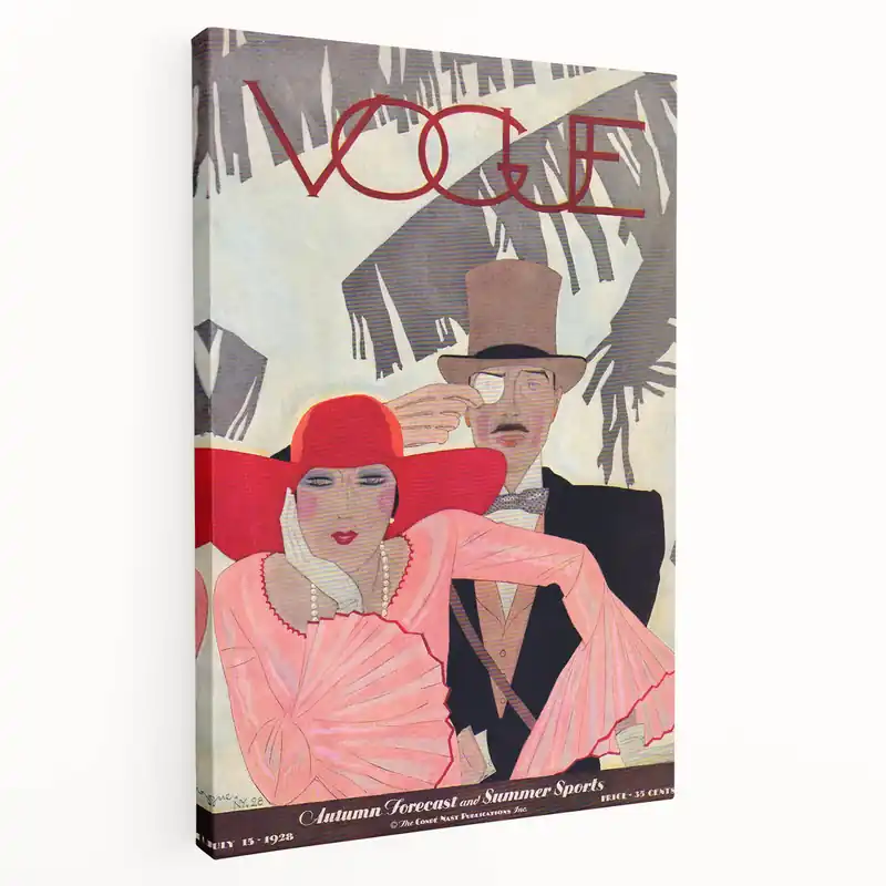 Vintage Vogue Wall Art - 1928 Stylish Couple Illustration Print Super Sale