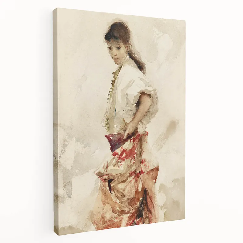 Impressionist Watercolor Art - Girl in Spanish Costume - Sargent’s Portrait Print Genuine