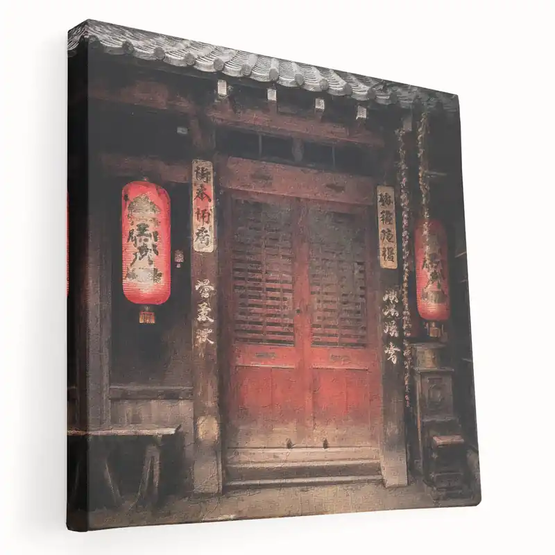 Top Rated Lanterns and Lattice Door Art - Japanese Traditional Street Print