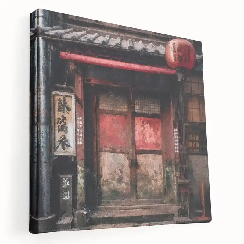 Vintage Japanese Door Art - Traditional Street Lantern Photography Bargain