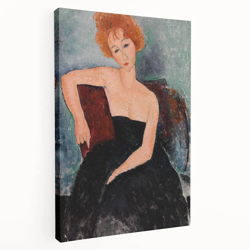 Modern Wall Art - Elegant Redheaded Woman in Evening Dress - Art Print Deal