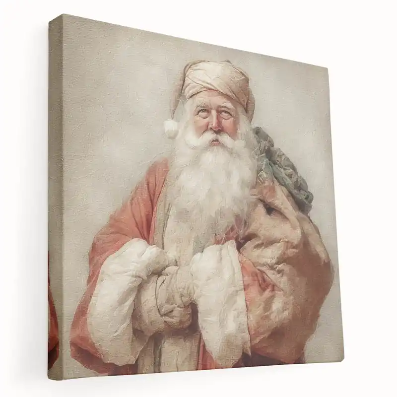 Shop Now Festive Canvas Art - Santa with Gift Sack Christmas Wall Decoration