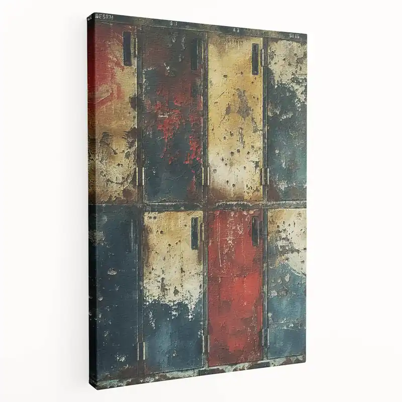 Rustic Industrial Wall Art - Vintage Locker Scene Farmhouse Decor Luxury