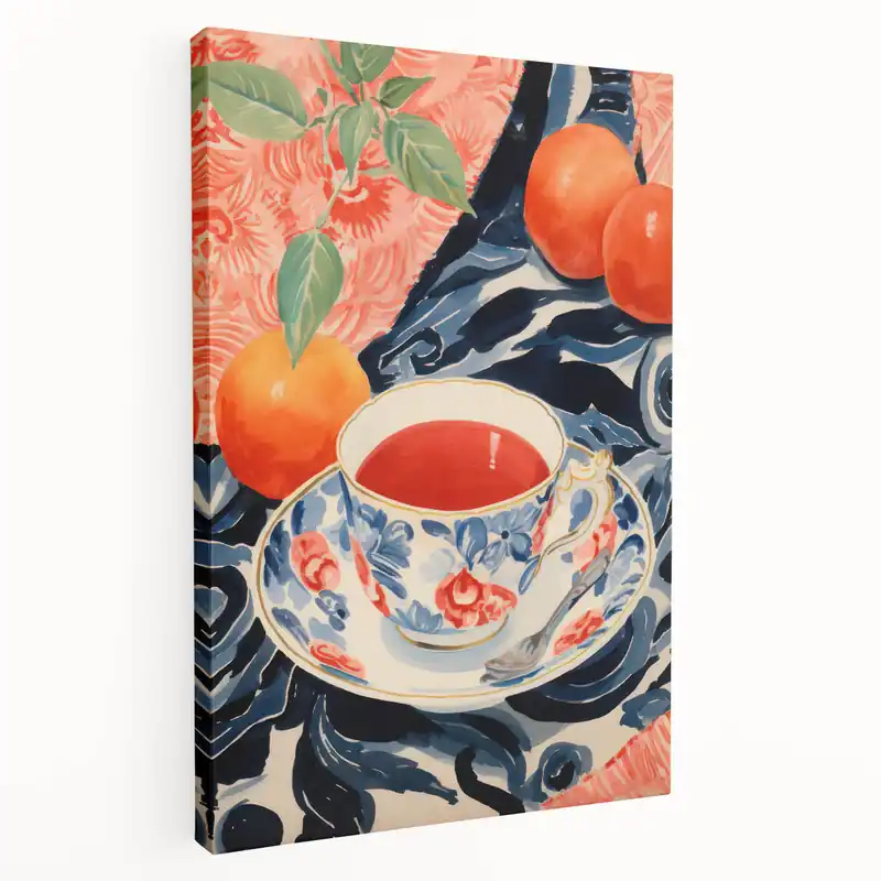 Reduced Price Maximalist Wall Art - Eclectic Bold Decor with Vibrant Tea Cup Design