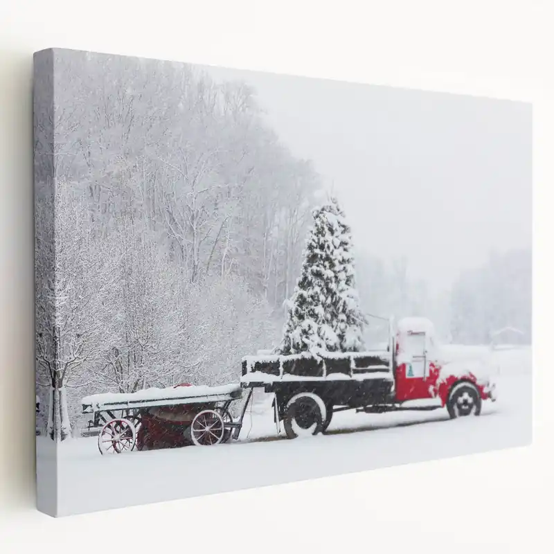 One Day Deal Charlotte Wall Art - Festive Snowy Landscape with Red Truck Charlotte Decor