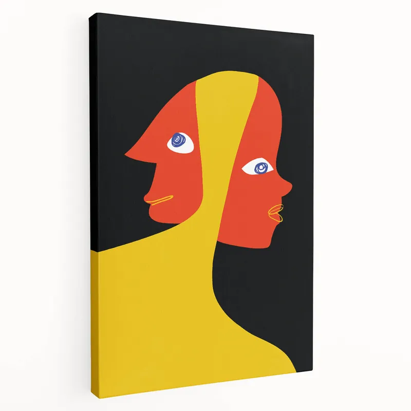 Bold Bohemian Wall Art - Eclectic Boho Decor Canvas with Abstract Dual Faces Hot Picks
