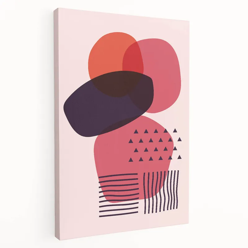 Boho Wall Art - Abstract Red and Pink Geometric Bohemian Canvas Print Special Offer