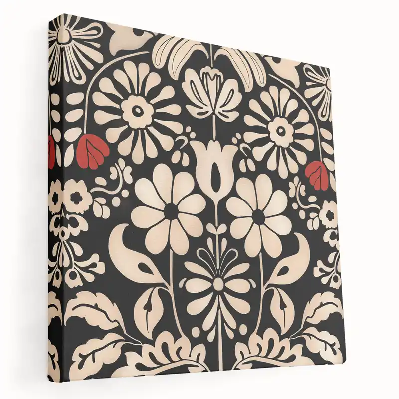 Scandinavian Floral Wall Art | Nordic Black and Beige Art Print | Hygge Special Discount
