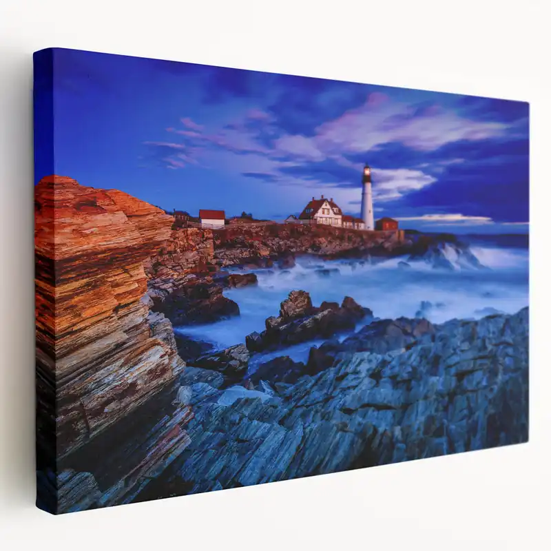 Personalized Portland Photo Prints - Dramatic Lighthouse and Rocky Coast Low Price