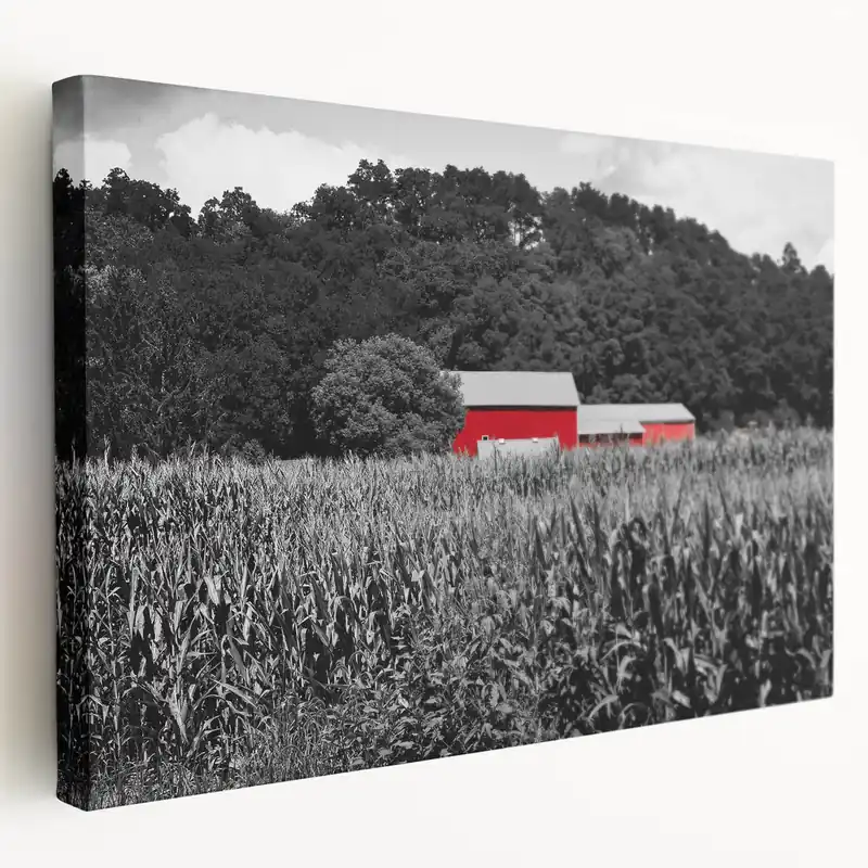 Super Sale Iowa Scenery Prints - Red Barn in Cornfield Iowa Rural Landscape Art