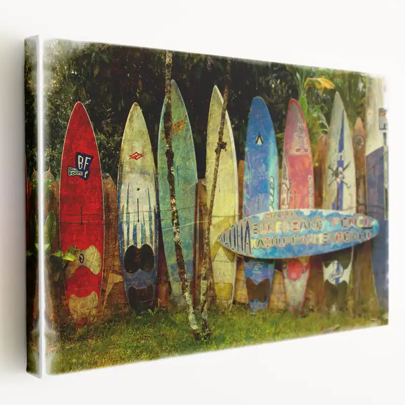 Hawaii Art Prints - Maui Surfboard Fence in Vibrant Tropical Colors Mega Sale