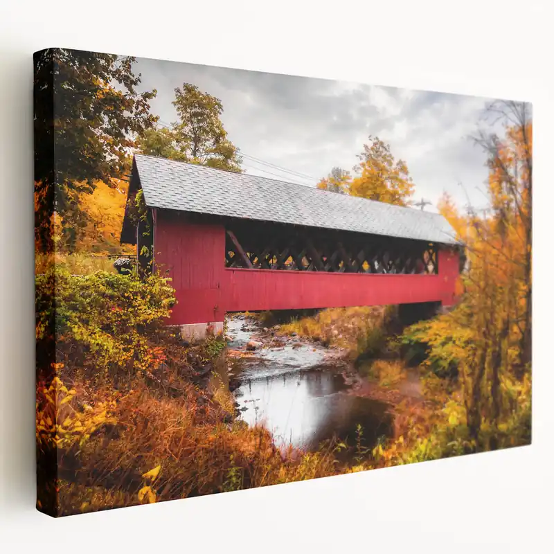 Historic Covered Bridge Wall Art – Rustic Red Bridge Canvas & Prints Place Order