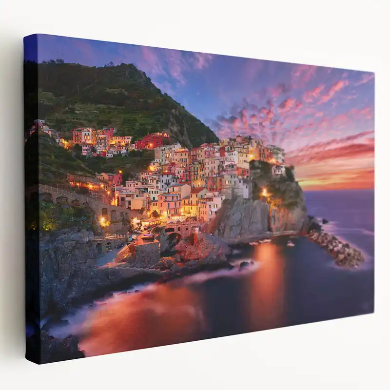 Cinque Terre Wall Art – Sunset Glow Italian Coastal Decor Prints Best Price