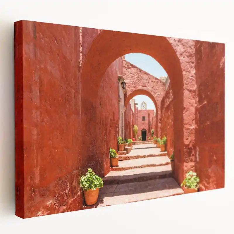 Limited Edition Rustic Archway Print – Catalina Island Terracotta Canvas Art