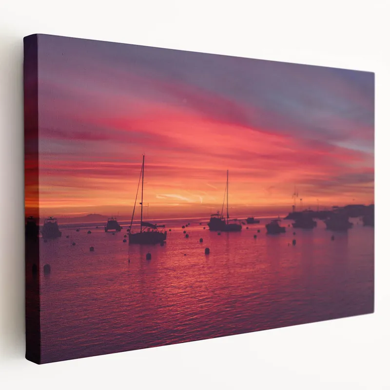 Free Returns Sunset Harbor Boats Print – Catalina Island Canvas Art