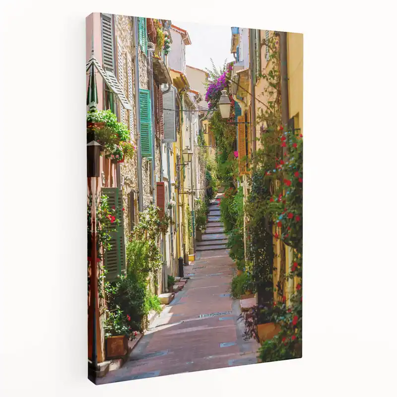 Provence Wall Art - Colorful Street with Shuttered Houses and Flowers Best Price