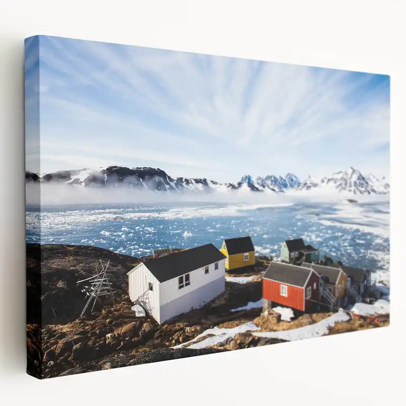 Money Back Guarantee Greenland Landscape Art - Colorful Arctic Village Scenic Wall Decor