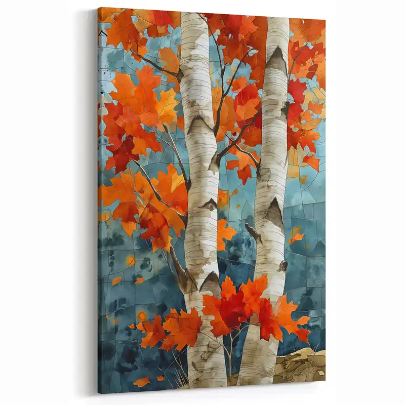 Luxury Autumn Leaves with Vibrant Orange Foliage on Aspen Trees - Aspen Canvas Art