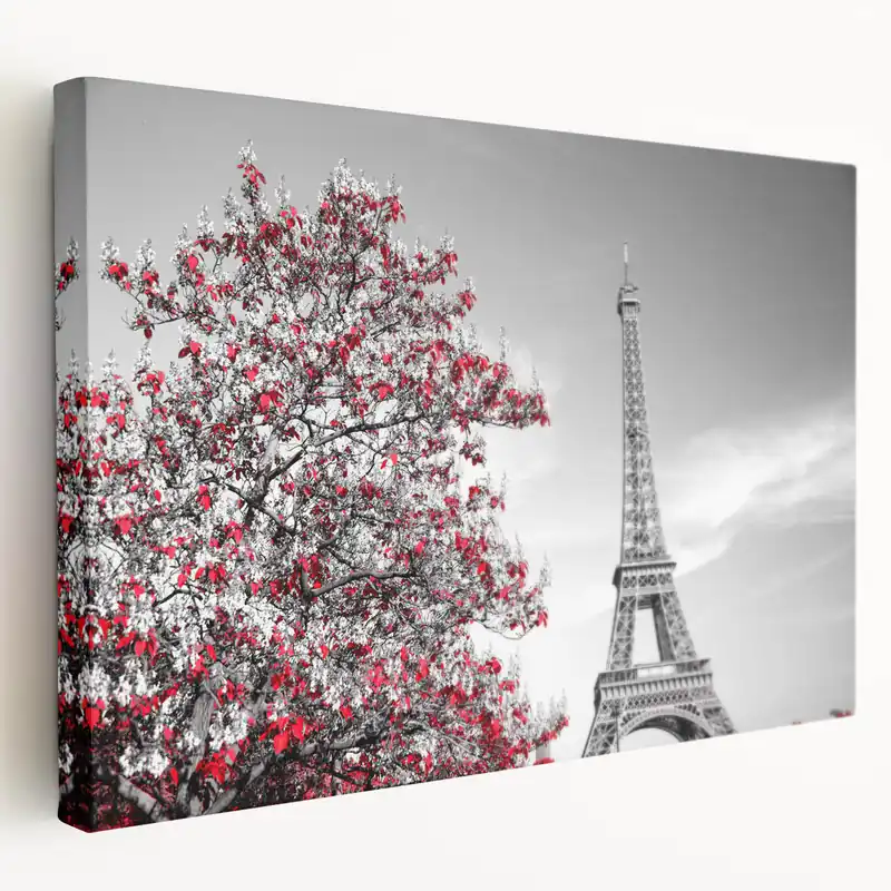 Eiffel Tower Art - Paris Wall Art with Red Tree for Modern French Decor Editor’s Pick