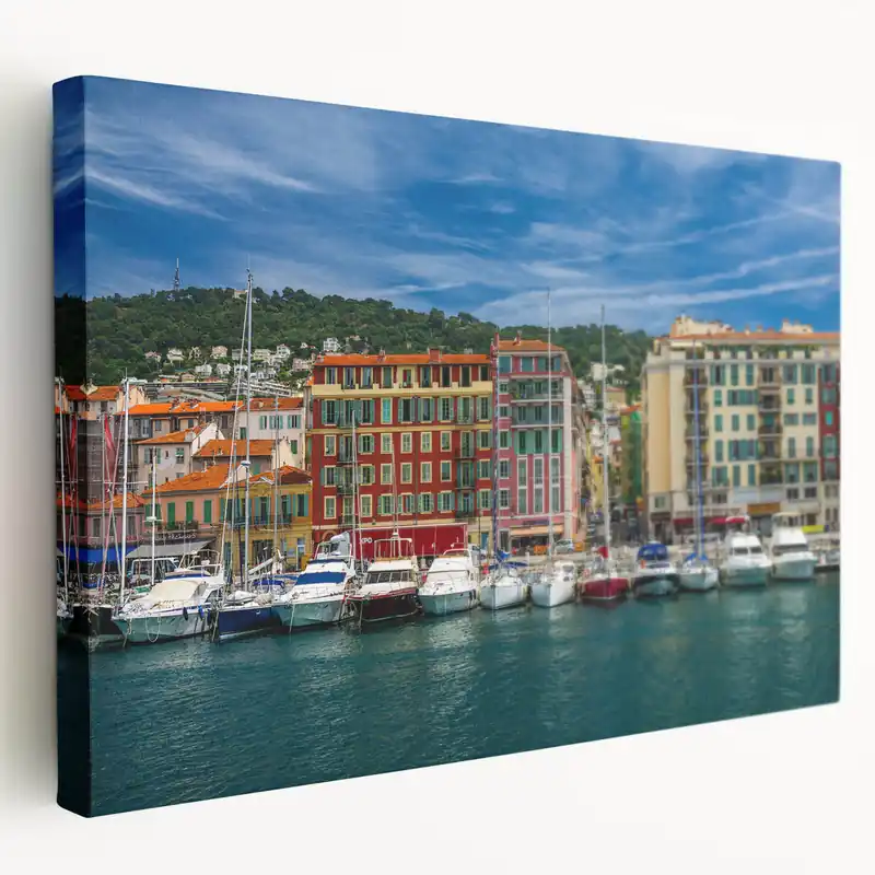 Nice Cityscape Art - Colorful Harbor and Boats in French Riviera Best Choice