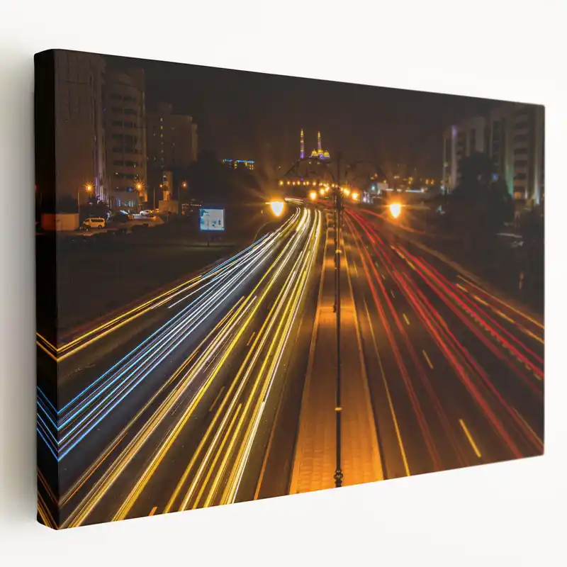Clearance Night City Lights Oman Wall Art – Vibrant Arabian Peninsula Urban Print