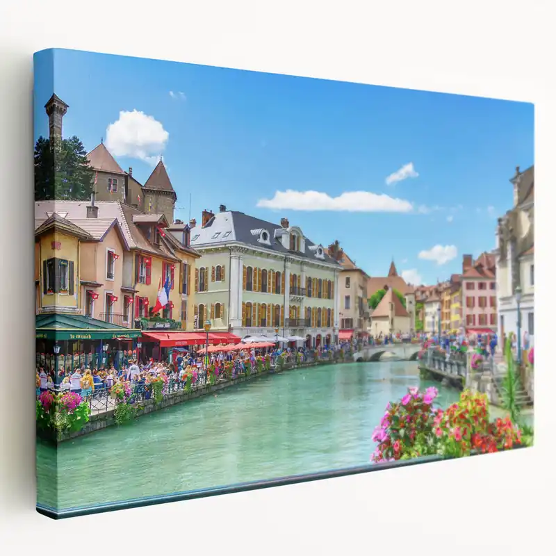 Must Have Scenic French Alps Prints - Vibrant French Canal and Colorful Architecture