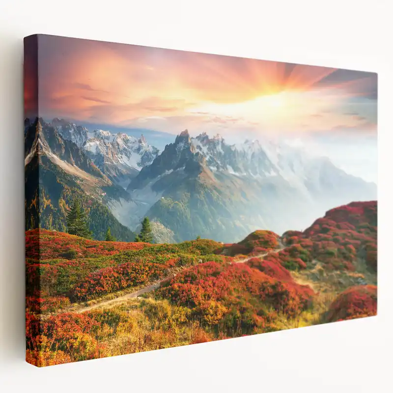 Chamonix Mont Blanc Art – Vibrant Sunset Over French Alps Peaks Deal
