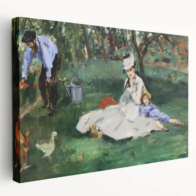 Claude Monet Wall Art - The Monet Family in the Garden, 1874 Canvas Print Money Back Guarantee