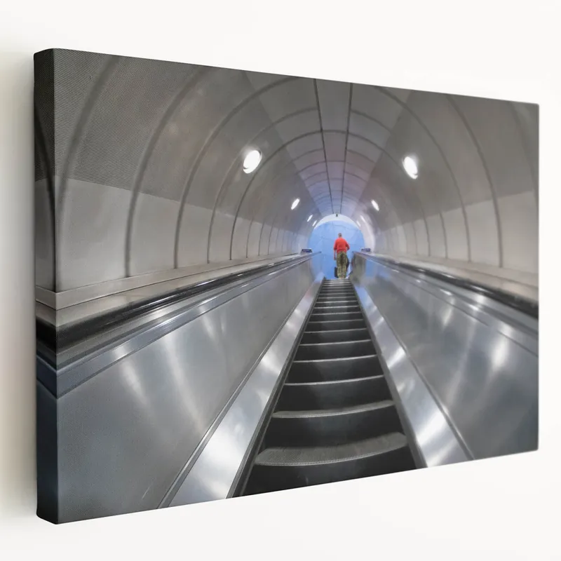 UK Cityscape Art - Piccadilly Wall Art of Escalator in Modern Tube Station Free Delivery