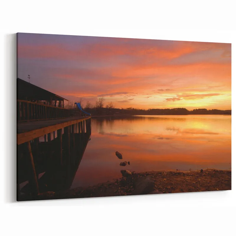 Tranquil Scenery Prints - Alabama Wall Art Beautiful Sunset by the Lake Final Sale