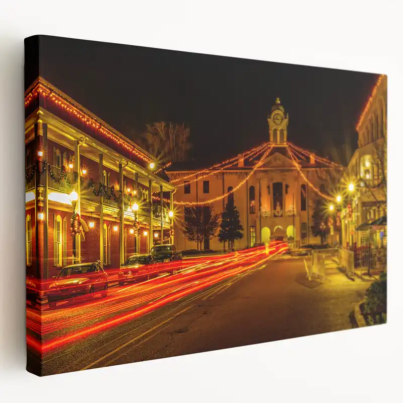 Genuine Oxford Landmarks Canvas - Festive Night Lights and Clocktower Art