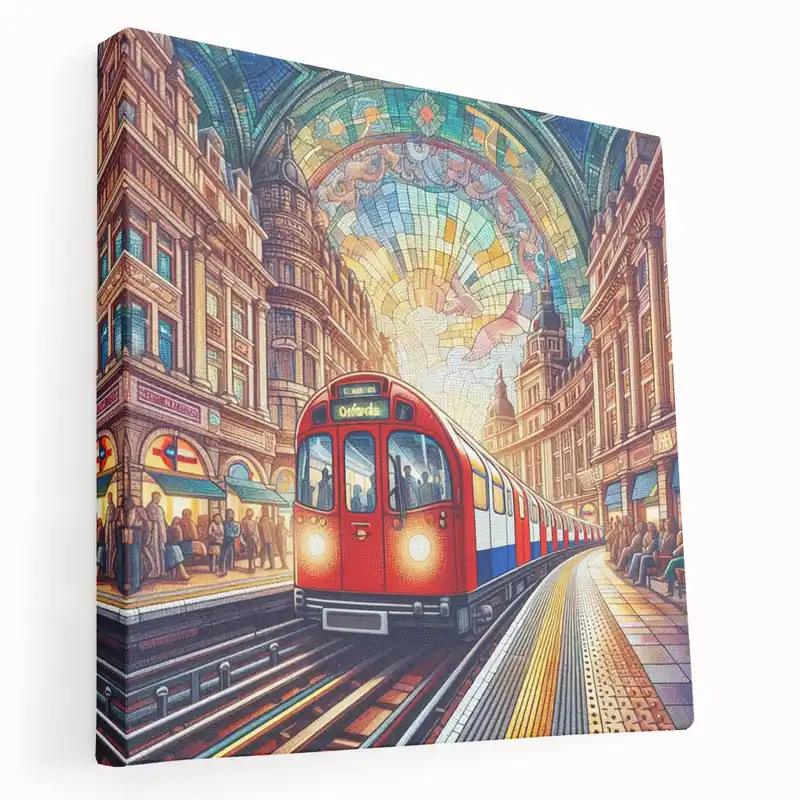 Grab Now London Themed Wall Decor - Oxford Circus Tube Station Mosaic Art