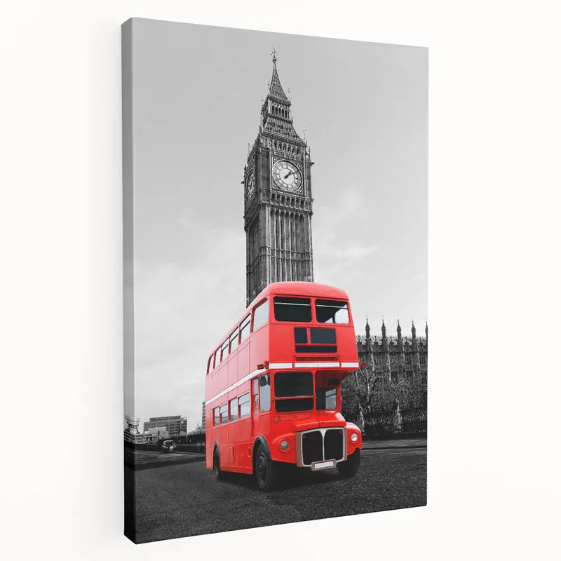 Weekend Sale London Wall Art - Red Double-Decker Bus and Big Ben in Bold Photography