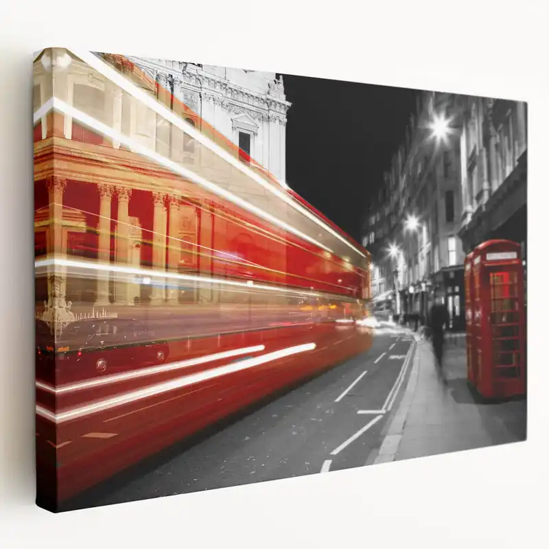 Money Back Guarantee London Cityscape Prints - Red Bus and Phone Booth in London Street Art