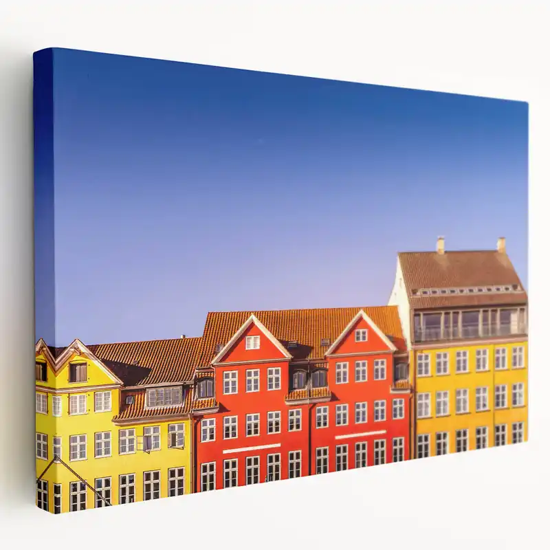 Danish Art Prints - Copenhagen Canvas of Colorful Townhouses Next Day Delivery
