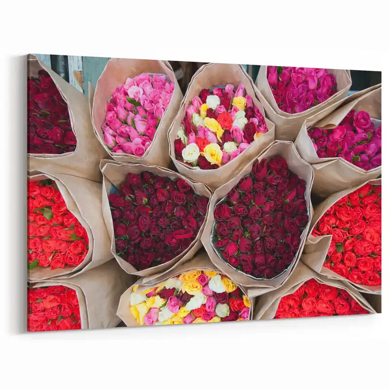 Cheap Vibrant Bangkok Rose Bouquets - Colorful Floral Canvas Art