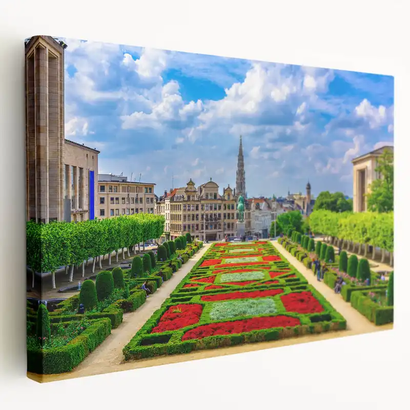 Belgium Wall Art – Mont des Arts Garden and Brussels Cityscape Popular