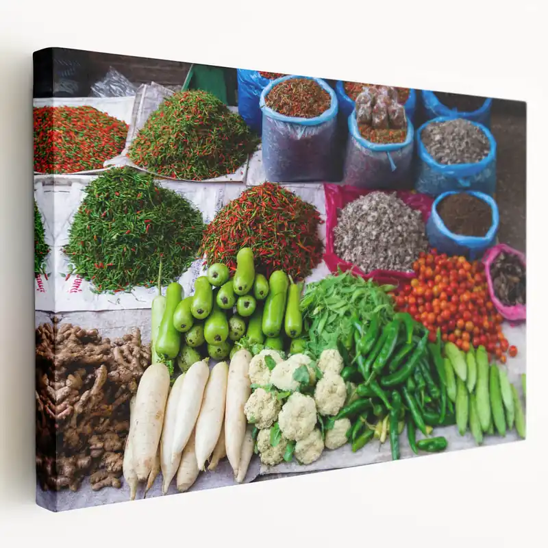 Weekend Sale Laos Market Vegetables and Spices - Vibrant Photography Print