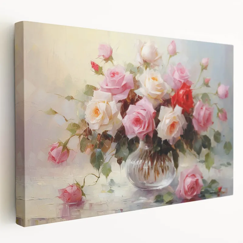 Money Back Guarantee Vibrant Rose Bouquet Wall Art – Colorful Floral Rose Canvas Print Décor