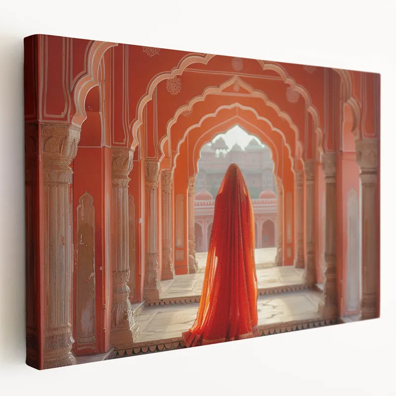 Exclusive Offer Red Saree in Jaipur Archways - Traditional Indian Architecture Art