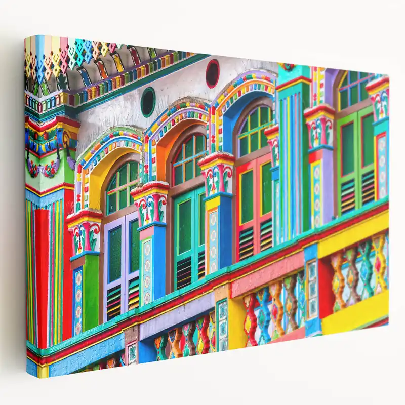 Factory Price Colorful Indian Architecture Wall Art – Vibrant Cultural Canvas Print