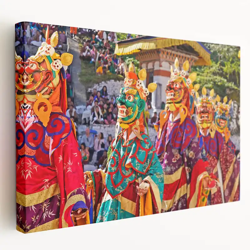 Must Have Vibrant Bhutan Festival Art - Bhutan Cultural Dance Prints for Decor