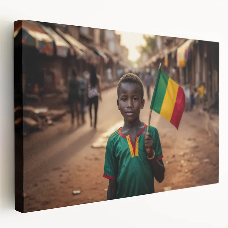Proud Mali Youth with Flag - African Cultural Photography Print Direct From Manufacturer