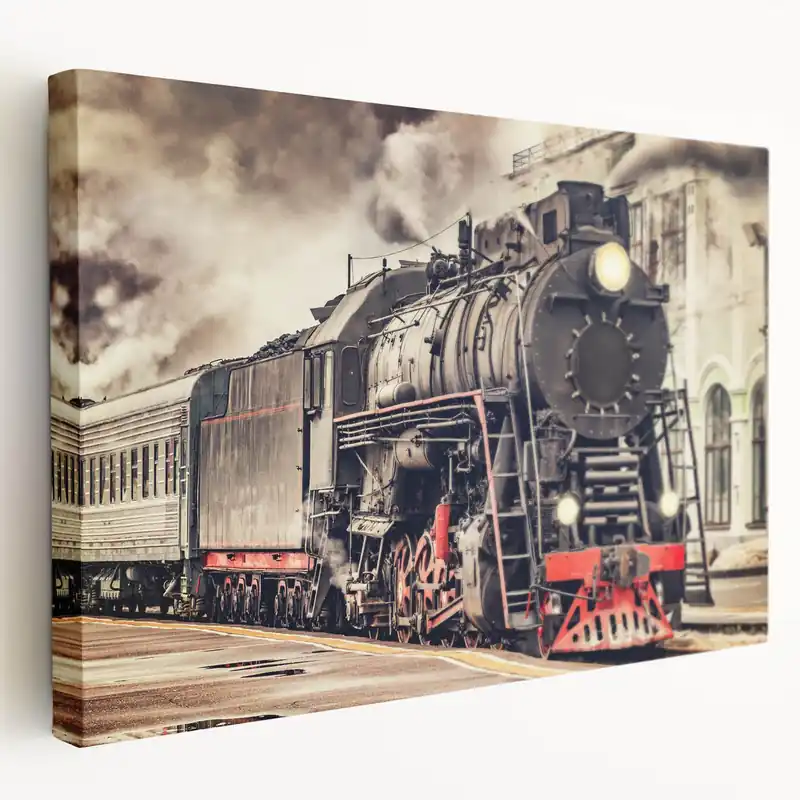 Vintage Steam Train Station Wall Art - Classic Locomotive Canvas Print Buy Today