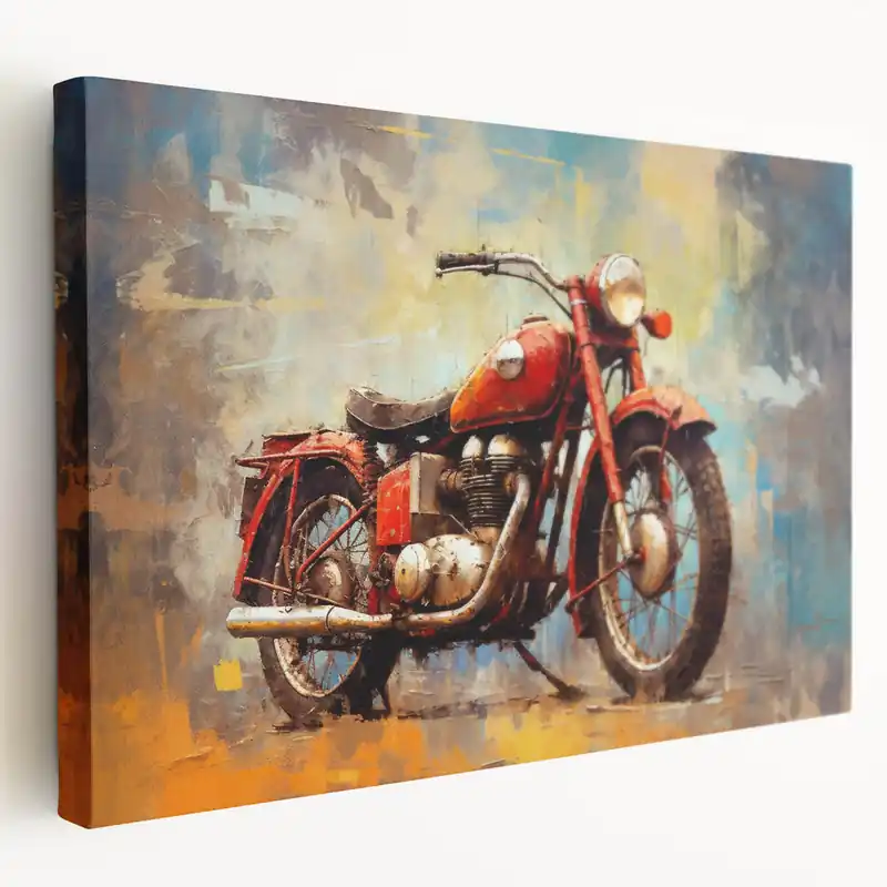 Retro Motorcycle Posters - Weathered Red Bike Vintage Wall Art Buy Online