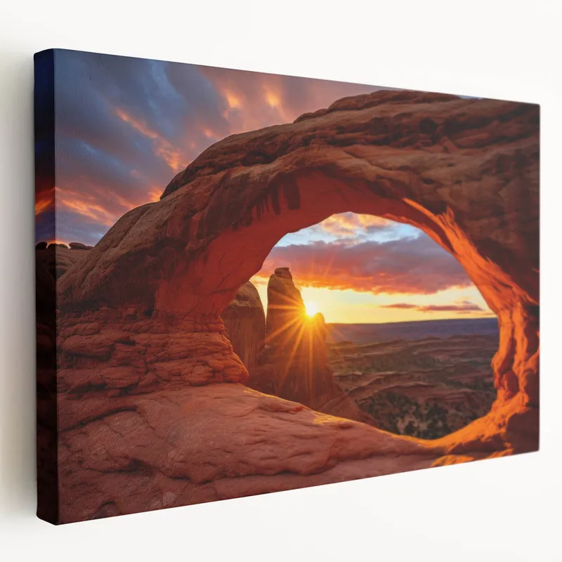 Hassle-Free Returns Sunset Rock Arch Art - Stunning Landscape Photography Print