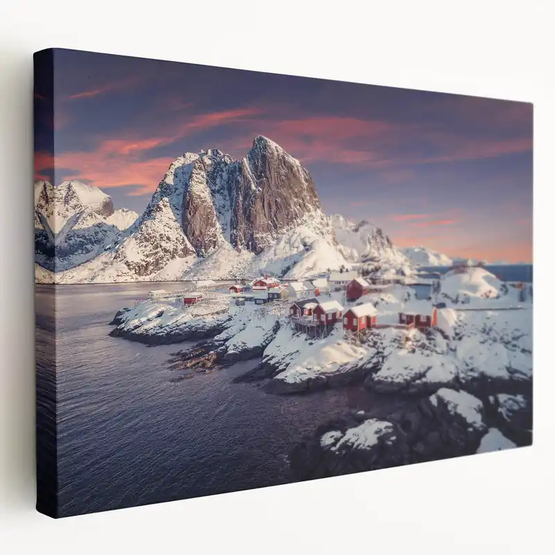 Free Returns Snowy Arctic Village - Majestic Winter Mountain Landscape Wall Art