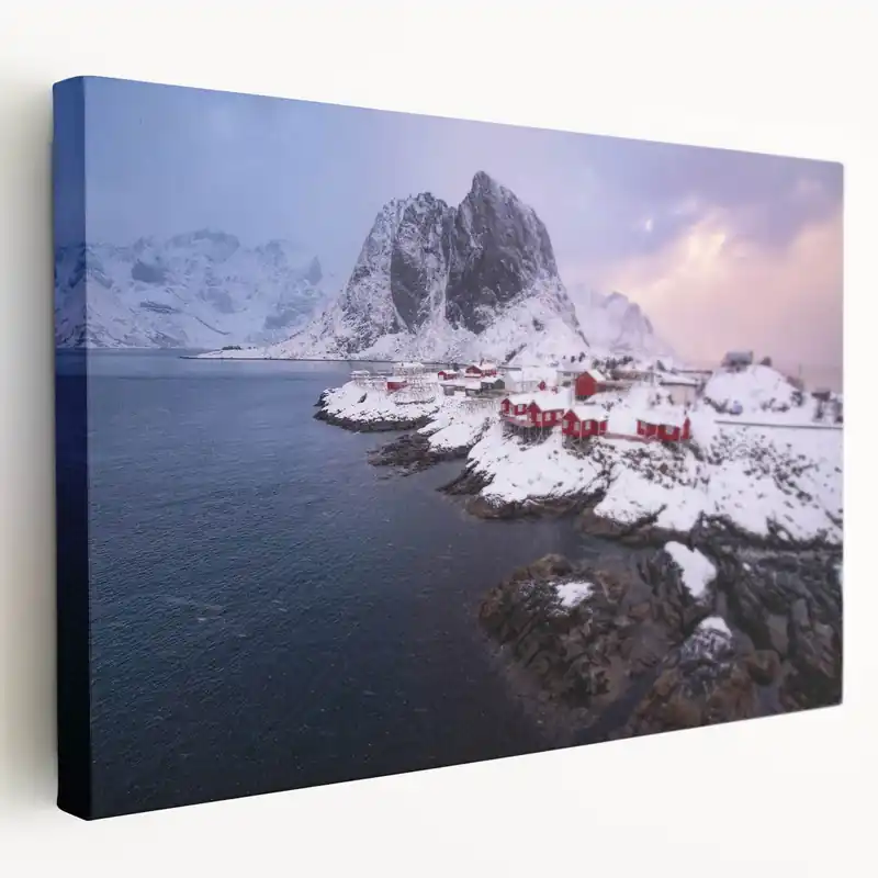 Snowy Nordic Village - Majestic Winter Mountain Landscape Wall Art Trending
