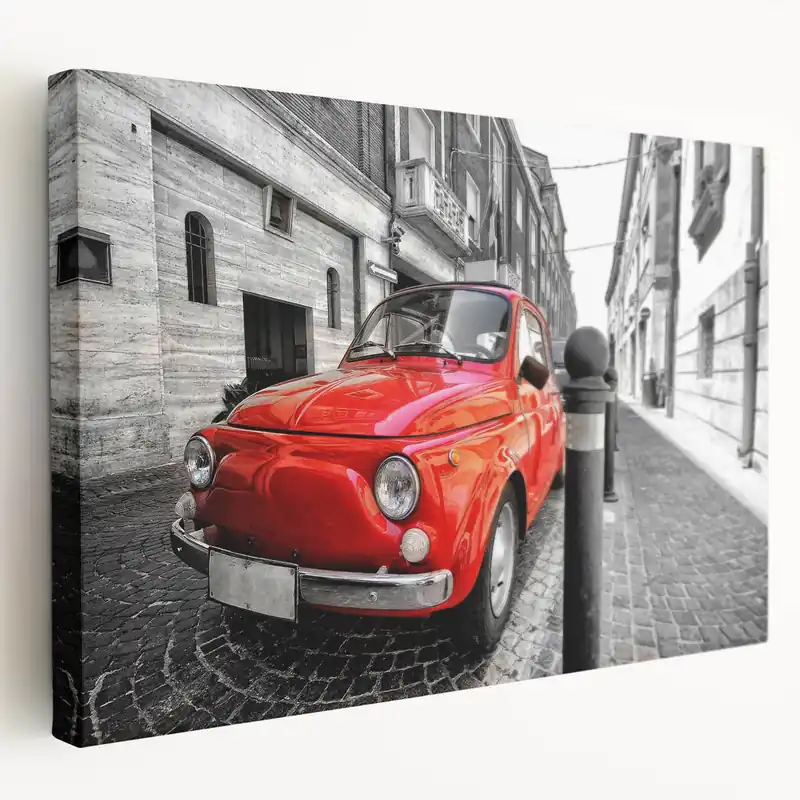 Retro Fiat 500 Car Art: Classic Italian Icon Prints for Vintage Decor New Release
